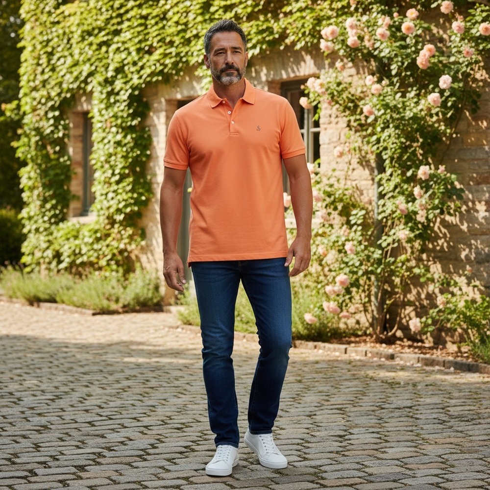 Peter Millar Summer Comfort Mens XL Orange Performance Golf Polo Shirt Short